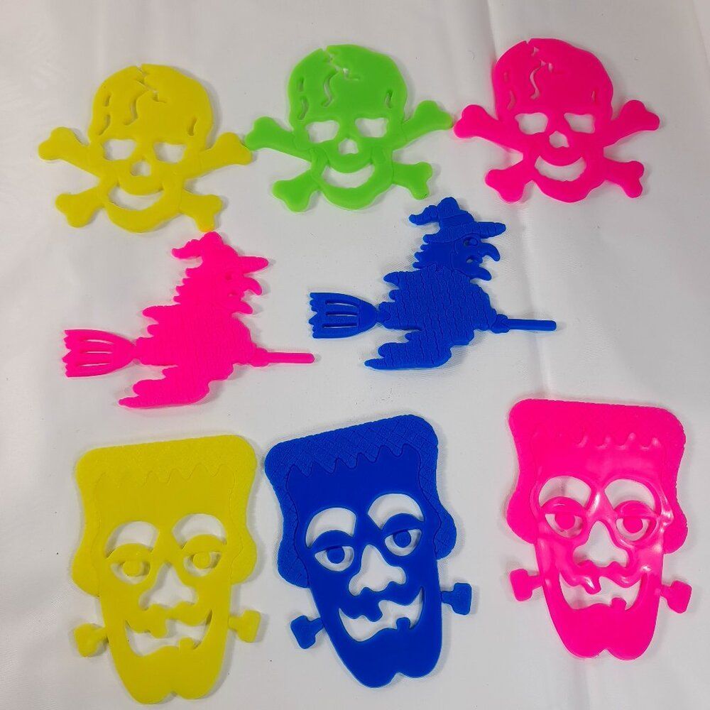 Vintage Lisa Frank Halloween Stencils Tracers Frankenstein Witch skull crossbone